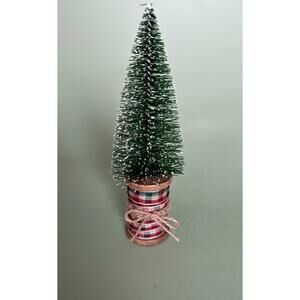 Handcrafted  Bottle Brush Tree on Decorated Thread Spool  Holiday Décor SPT9